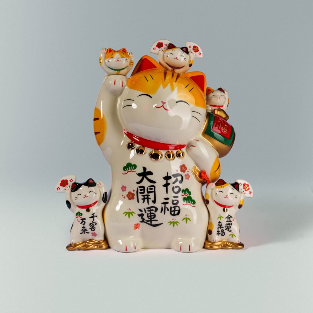 レア カスタム ネゴラ 長毛 招福梅 招き猫7号 正倉院モチーフ模様（安江美香作） - ふくろう・ねこ・ぶた