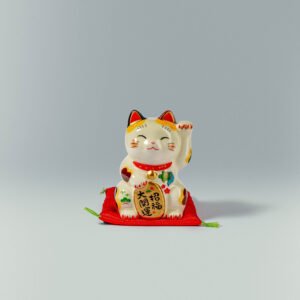 彩绘金运大来福招财猫（左手）Hand-Painted Golden Fortune Lucky Cat (Left Paw Up)