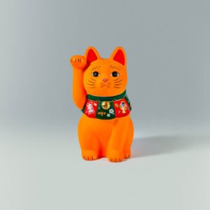 福气招财猫 黄 16cm Fortune Lucky Cat Yellow 16cm